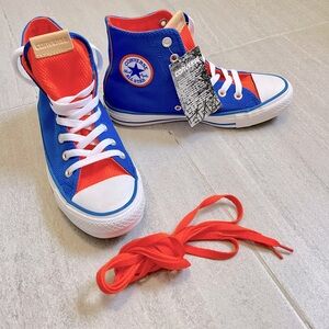 Converse Blue and Orange High-Top Sneakers
